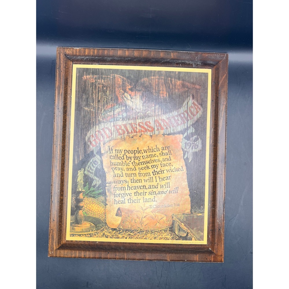God Bless America Decoupage‎ Wall Art II Chronicles 7:14 Christian Decor 12"x10"